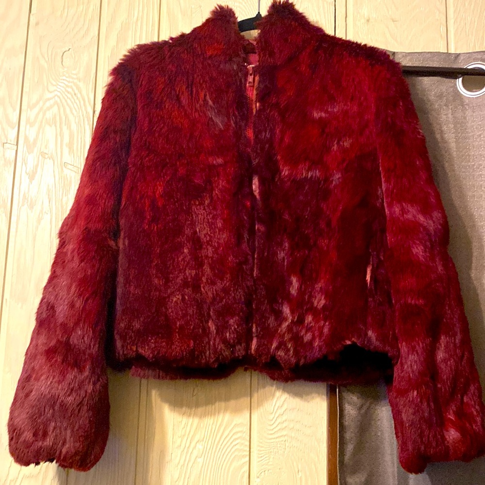 Used size: Medium Rabbit fur bomber jacket